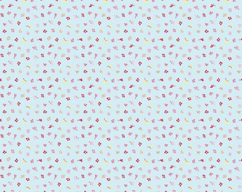 Love Notes Fabric by Lindsay Wilkes, Quilting Fabric, Music Note, Riley Blake, Vintage Fabric, The Cottage Mama - Butterfly Floral Blue