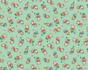 Playtime 1930s Fabric, Reproduction Feedsack Fabric, Quilting Fabric, Riley Blake, Vintage Retro Fabric, The Cottage Mama - Main Green