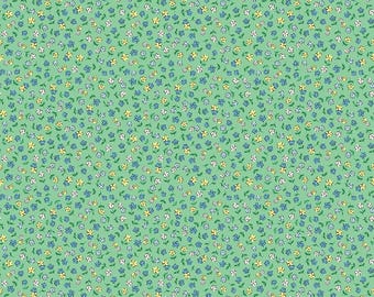 Playtime 1930s Fabric, Reproduction Feedsack Fabric, Quilting Fabric, Riley Blake, Vintage Fabric, The Cottage Mama - Light Green Flowers