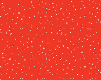 Fabric Sewing Quilting Christmas Yardage Stars Red - Jingle Bells Fabric by Lindsay Wilkes for Riley Blake Designs