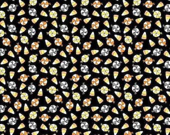 Halloween Fabric Fright Delight Candy - Black by The Cottage Mama for Riley Blake Designs