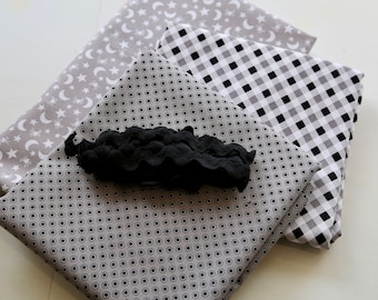 Fabric Yardage Small Black and Gray Bundle, Halloween - Limited Quantity from The Cottage Mama