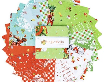 Christmas Fabric 5" Stacker Charm Pack - Jingle Bells Fabric by Lindsay Wilkes for Riley Blake Designs