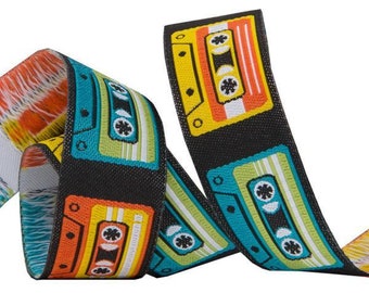 Sewing Trim Ribbon Vintage Cassette Tapes 7/8" Ribbon Trim, 1 Yard by The Cottage Mama