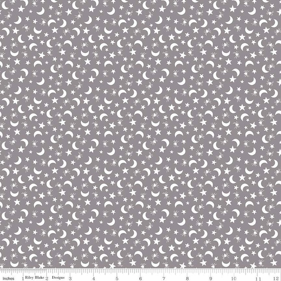 Fright Delight Stars and Moons - Gray by The Cottage Mama for Riley Blake Designs