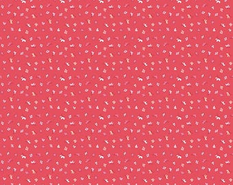 Love Notes Fabric by Lindsay Wilkes, Quilting Fabric, Music Note, Riley Blake, Vintage Fabric, The Cottage Mama - Butterfly Floral Raspberry