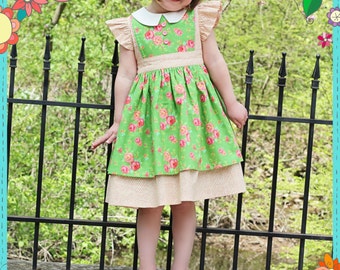 PRINTED Sewing Dress Pattern for Girls, Classic Retro Vintage Style - Georgia Vintage Dress