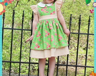 Printed Girls Dress Pattern - Georgia Vintage Dress Pattern, Size 6 Month - 10 Years by The Cottage Mama