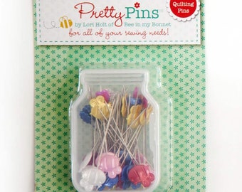 Quilting Sewing Pins, Lori Hold Pretty Little Pins, Retro Vintage Farmhouse  - 60 Count - The Cottage Mama