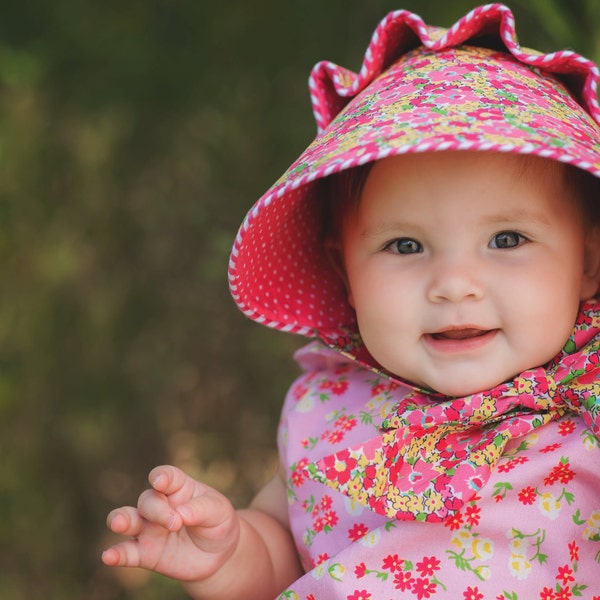 Paper Printed Josie Mae Bonnet - Baby Girl Button Bonnet Pattern - Size Newborn - Size 4