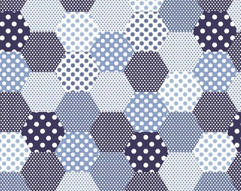 Nautical Fabric Yardage Hexies Navy - Set Sail America Fabric by Lindsay Wilkes for Riley Blake Designs