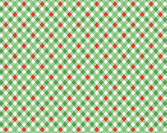 Christmas Holiday Fabric Yardage Green Plaid - Jingle Bells Fabric by Lindsay Wilkes for Riley Blake Designs