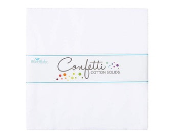 Sewing Quilting Fabric 5" Stacker - 42 Pieces - Confetti Cottons Riley White - Riley Blake Designs