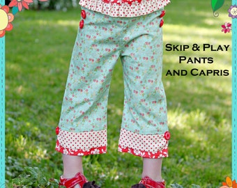 Printed Pants Pattern - Skip and Play Pants and Capris, Size 6 Month - 10 Years by The Cottage Mama