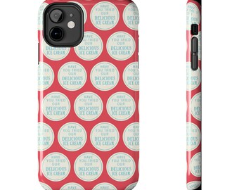Ice Cream Lover Phone Case - Cute Vintage Dessert Design, Protective Smartphone Cover - Red