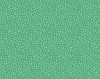 Playtime 1930s Fabric, Reproduction Feedsack Fabric, Quilting Fabric, Riley Blake, Vintage Retro Fabric, The Cottage Mama - Green Flowers