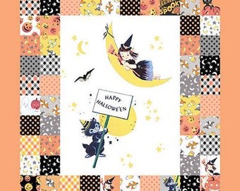 Fabric Quilt Panel Fright Delight, Cute Halloween Fabric for Sewing Patterns by The Cottage Mama for Riley Blake Designs