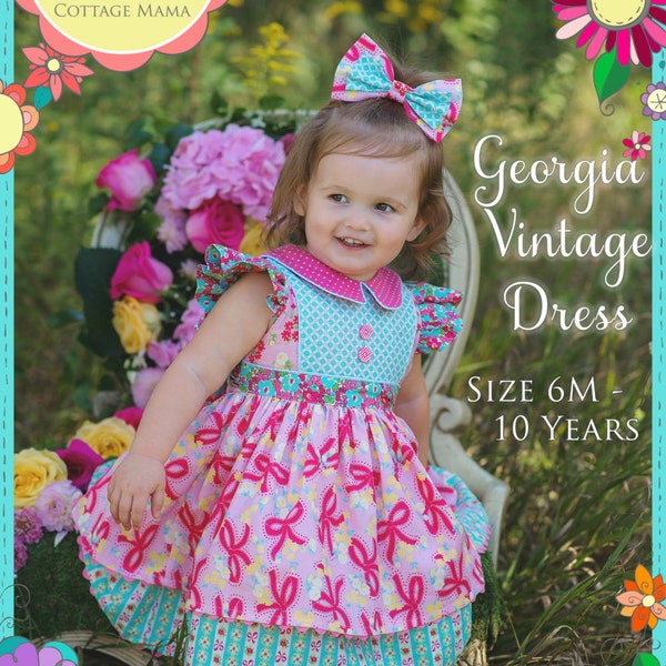 PDF Girls Dress Pattern - Georgia Vintage Dress Pattern, Size 6 Month - 10 Years by The Cottage Mama