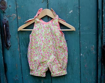 SAMPLE Floral Reversible Bubble Romper, Baby Bubble Romper, Girls Bubble, Girls One-Piece, Baby Shower Gift, Baby Romper, Girls Romper, 12M
