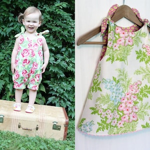 PDF Girls Romper and Dress Pattern: Shortcake Reversible Romper and Dress Pattern Size 6 Month through 6 Years image 1