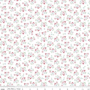 Spring Fabric Sewing Quilting, Vintage Floral Design Yardage Flower Baskets White - Easter Parade Fabric by Lindsay Wilkes