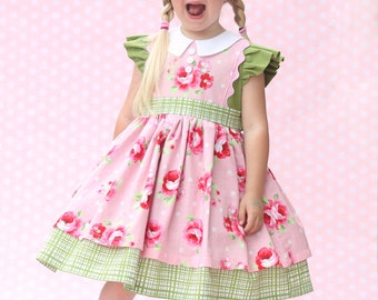 PRINTED Sewing Dress Pattern for Girls, Classic Retro Vintage Style - Georgia Vintage Dress