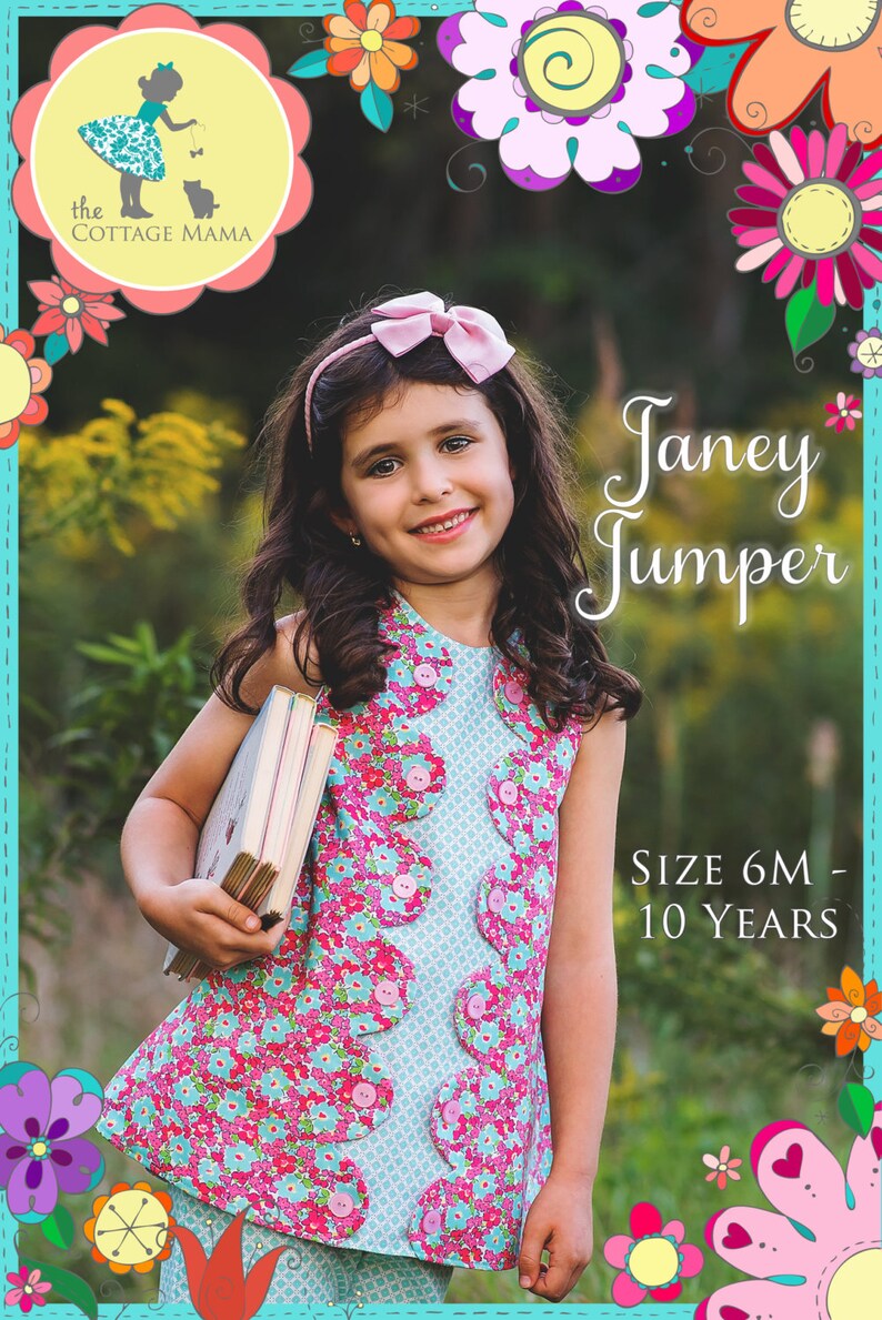 PDF Sewing Pattern: Janey Jumper A-Line Dress Size 6 Month through 10 Years image 3