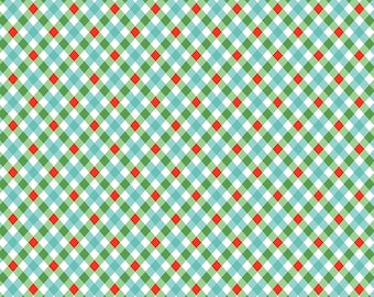 Christmas Holiday Fabric Yardage Multi Plaid - Jingle Bells Fabric by Lindsay Wilkes for Riley Blake Designs