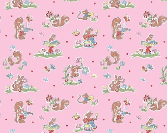Love Notes Fabric by Lindsay Wilkes, Quilting Fabric, Music Notes, Riley Blake, Vintage Retro Fabric, The Cottage Mama - Pink Main