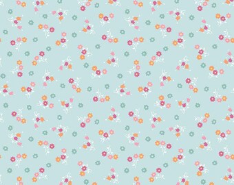 OUT OF PRINT - Perfect Party Fabric by Lindsay Wilkes from The Cottage Mama for Riley Blake Designs - Small Floral Blue
