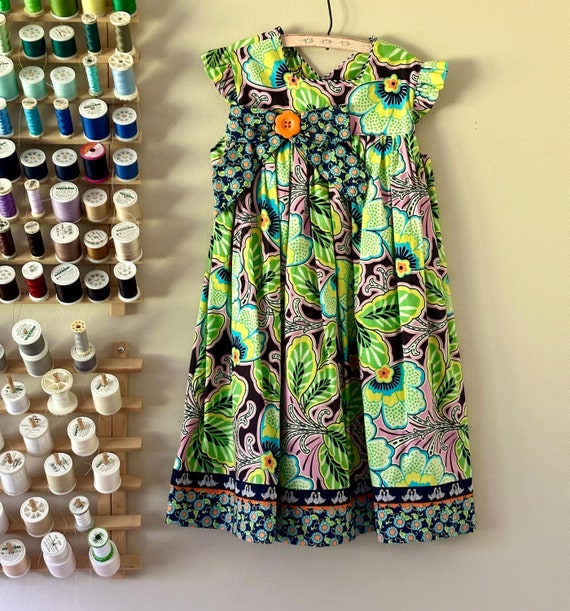 Girls Party Dress, Bow Front Dress, Vintage Designer Dress, Size 8/10, Handmade