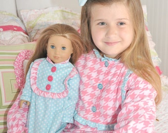 Girls PDF Sewing Pattern - Claire Pajamas - Nightgown, Top, Pants, 18" Doll Pattern, Size 6 Month - 10 Years by The Cottage Mama