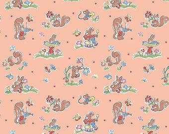 Love Notes Fabric by Lindsay Wilkes, Quilting Fabric, Music Notes, Riley Blake, Vintage Retro Fabric, The Cottage Mama - Apricot Main