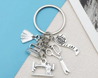 Sewing Keychain, Sewing Notions Key Chain, Gift for Sewers, Gift for Quilters, Sewing Tools Novelty Gift, Gift for Her, Quilting Keychain