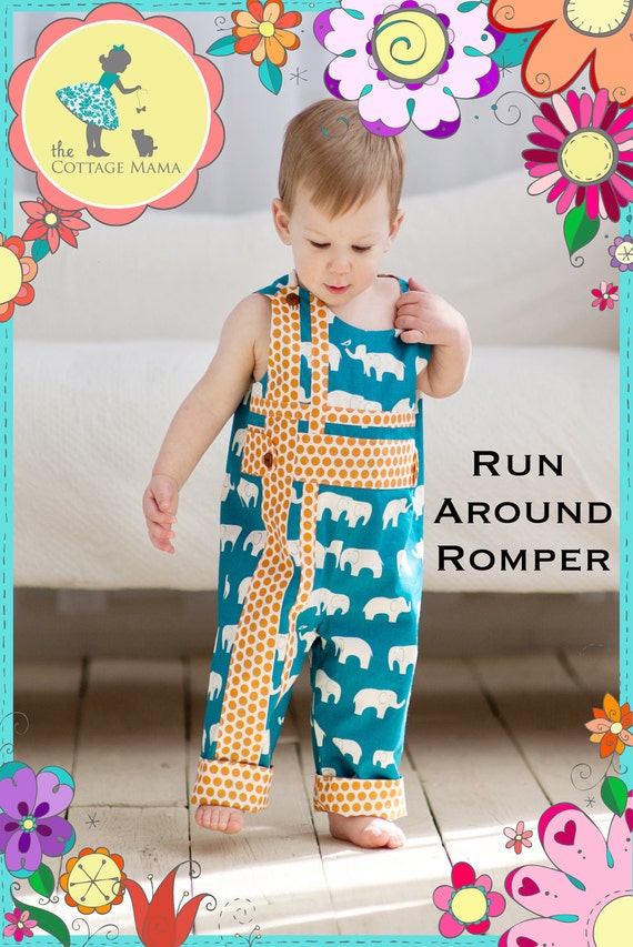 PRINTED Sewing Pattern: Run Around Romper for Boys and Girls - Size 6 Month - 6 Years