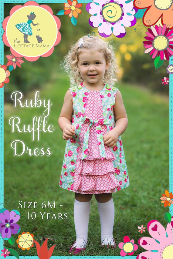 PRINTED Sewing Pattern: Ruby Ruffle Dress - Original Printed Sewing Pattern - Size 6 Month through 10 Years