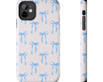 Coquette Bow Phone Case, iphone and Samsung, Cute Girly Checkered Bow Design Phone Cover