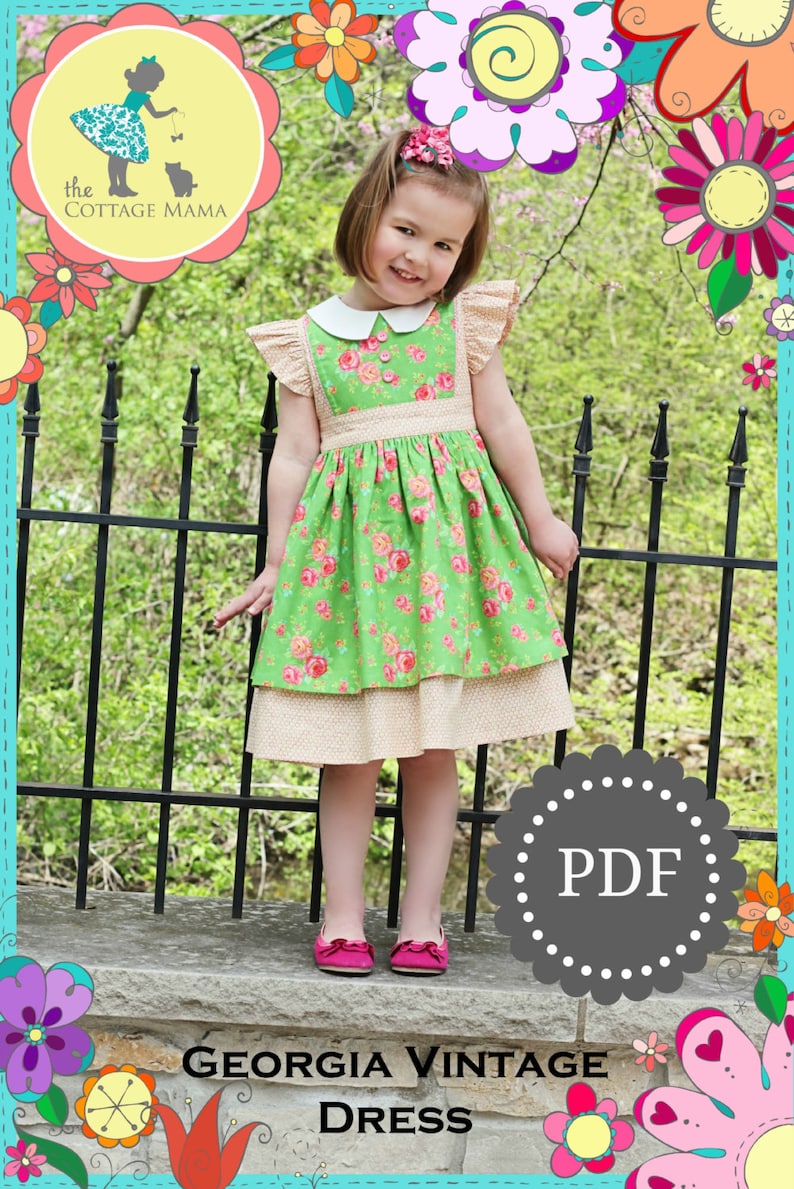 PDF Georgia Vintage Dress Pattern, Size 6 Month 10 Years by The Cottage Mama image 3
