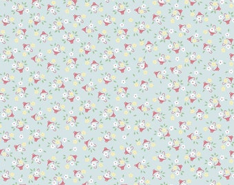 Spring Fabric Sewing Quilting, Vintage Floral Yardage Flower Baskets Blue - Easter Parade Fabric by Lindsay Wilkes