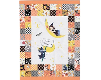 Halloween Blanket, Vintage Retro Patchwork Design, Cozy Spooky Season Throw by The Cottage Mama
