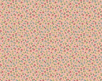Playtime 1930s Fabric, Reproduction Feedsack Fabric, Quilting Fabric, Riley Blake, Vintage Retro Fabric, The Cottage Mama - Apricot Flowers