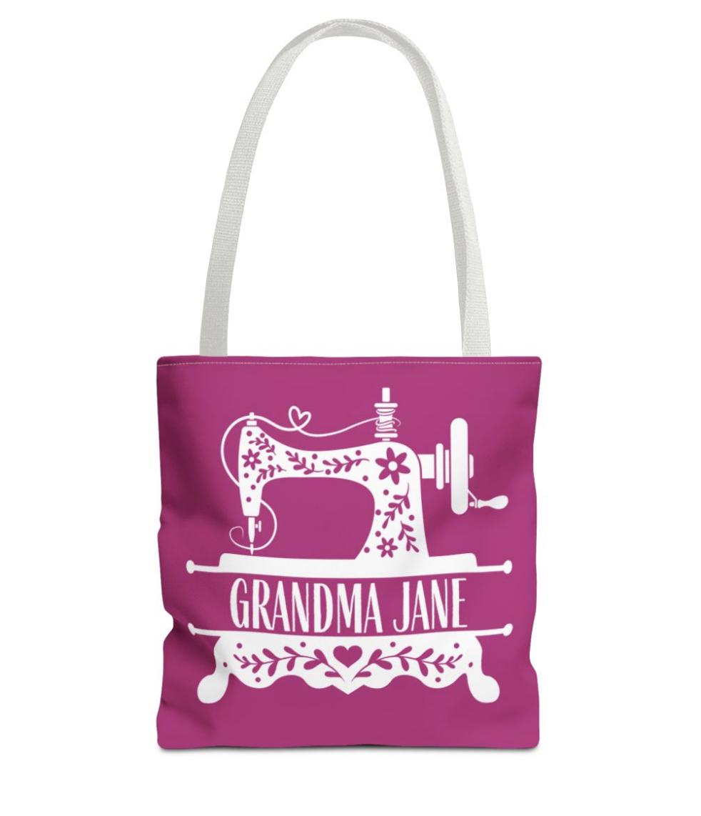 Personalized Sewing Floral Tote Bag Custom Sewing Gift Personalized Quilting Gift Vintage Sewing Bag Multiple Sizes and Colors