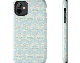 Ice Cream Lover Phone Case - Cute Vintage Dessert Design, Protective Smartphone Cover - Blue