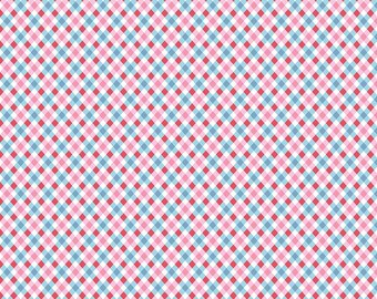 Love Notes Fabric by Lindsay Wilkes, Quilting Fabric, Music Notes, Riley Blake, Vintage Retro Fabric, The Cottage Mama - Plaid Multi Pink