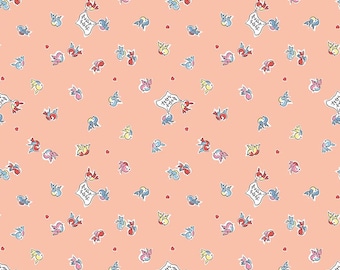 Love Notes Fabric by Lindsay Wilkes, Quilting Fabric, Music Notes, Riley Blake, Vintage Retro Fabric, The Cottage Mama - Song Birds Apricot