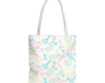 Canvas Sewing Tools Tote Bag, Craft Organizer, Storage Bag, Quilting Bag, Craft Tote, Crafting Supplies Holder