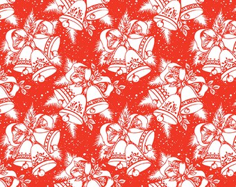 Christmas Holiday Fabric Yardage Bells Red - Jingle Bells Fabric by Lindsay Wilkes for Riley Blake Designs