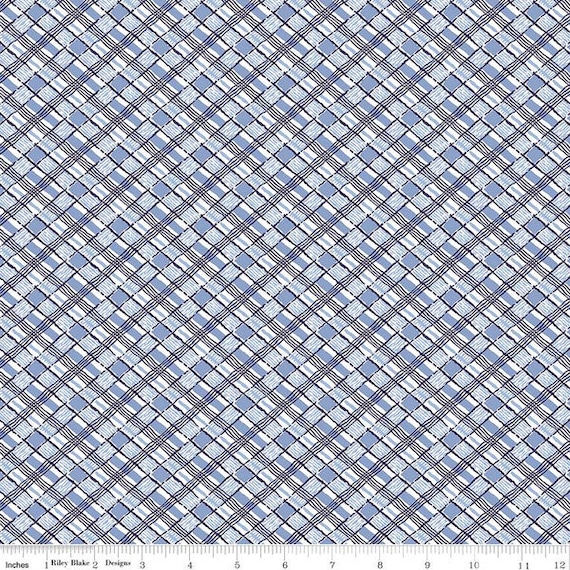 Yardage Plaid Blue - Set Sail America Fabric by Lindsay Wilkes for Riley Blake Designs