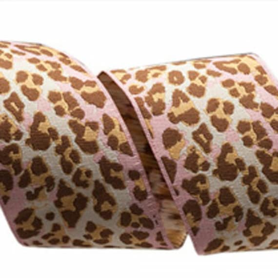 Out of Print - Pink and Brown Leopard 1.5" Ribbon Trim by Anna Maria Horner , 1 Yard by The Cottage Mama