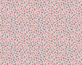 Playtime 1930s Fabric, Reproduction Feedsack Fabric, Quilting Fabric, Riley Blake, Vintage Fabric, The Cottage Mama - Light Pink Flowers